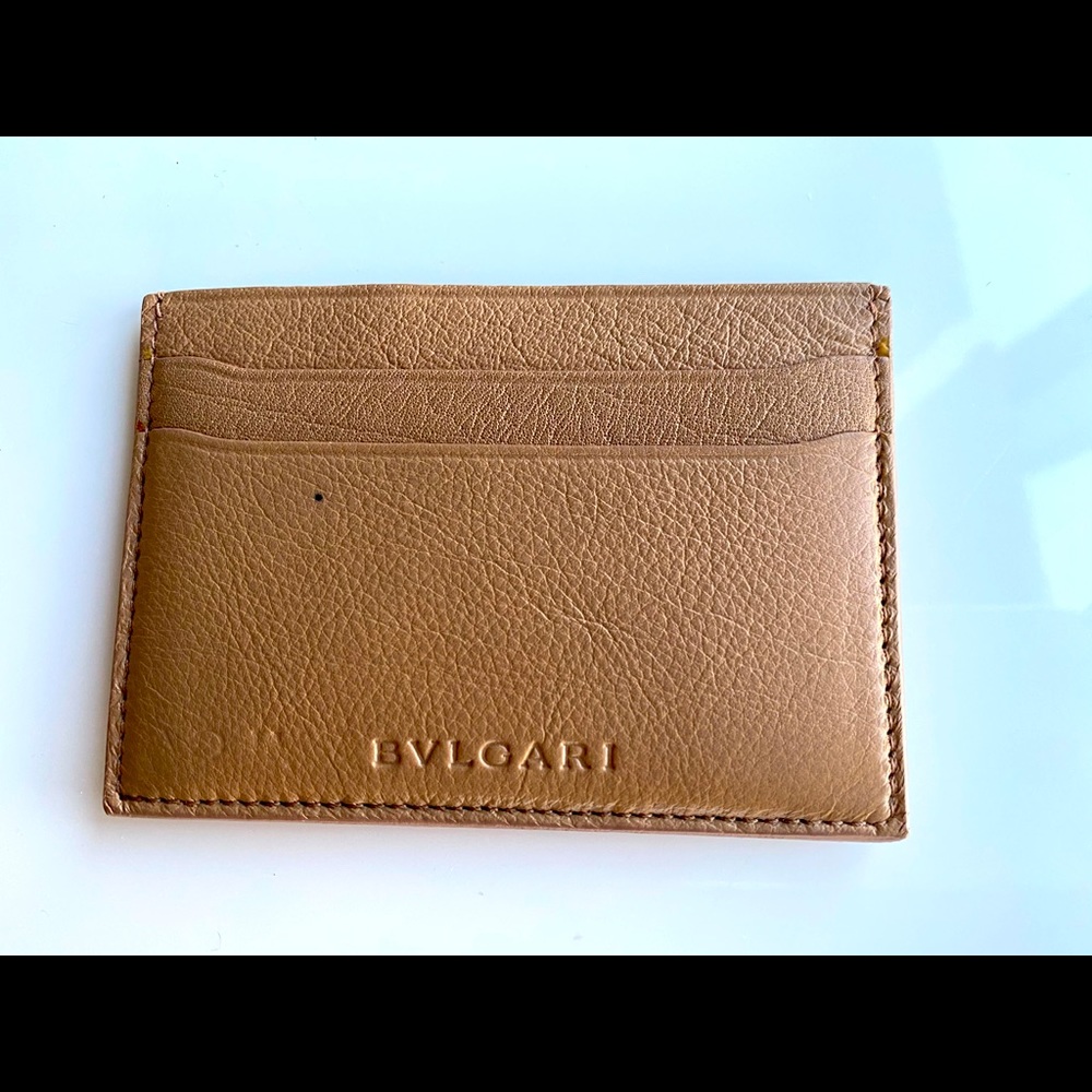 Bulgari Card holder sold leather sand/orange color